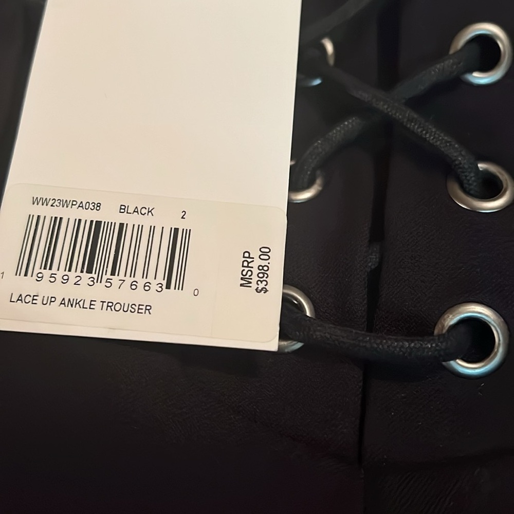 NWT $398.00 Frame lace up Black trouser Pants size 2 - Picture 6 of 13